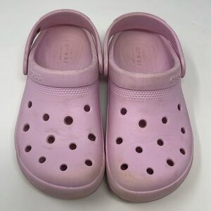 CROCS: Pink Slip-On Clog Shoes/Sandals, Size: J 2